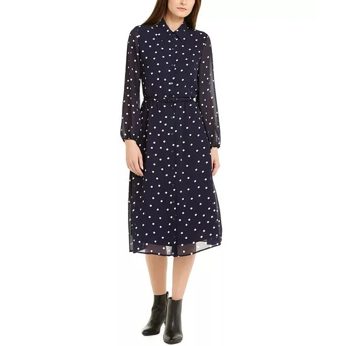 Printing decoration Alfani Women's Belted A-Line Midi Dress Navy Size 12