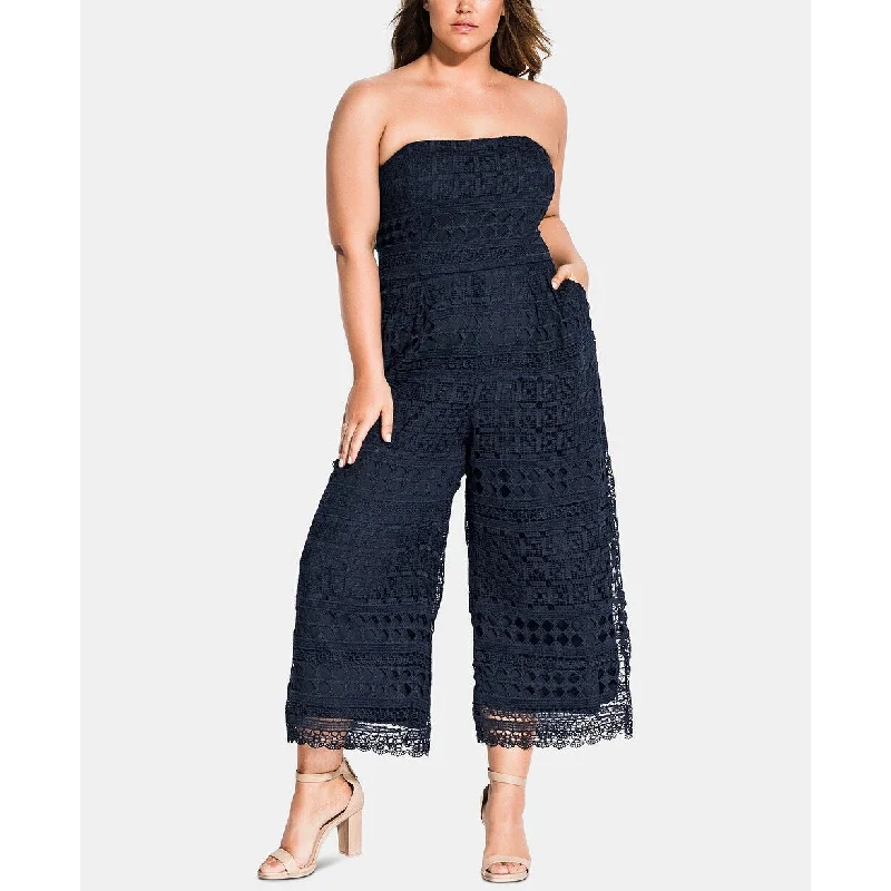 Multifunctional Style City Chic Women's Crochet Strapless Jumpsuit Size Dark Blue Size PS - 16 Multifunctional Style City Chic Women's Crochet Strapless Jumpsuit Size Dark Blue Size PS - 16
