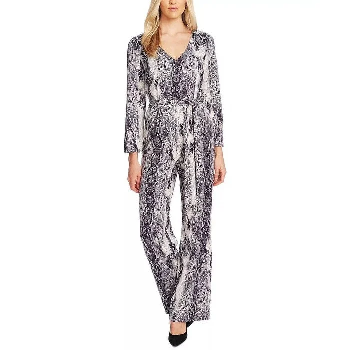 Cute Style Vince Camuto Women's Snakeskin Print Belted Jumpsuit Gray Size 14