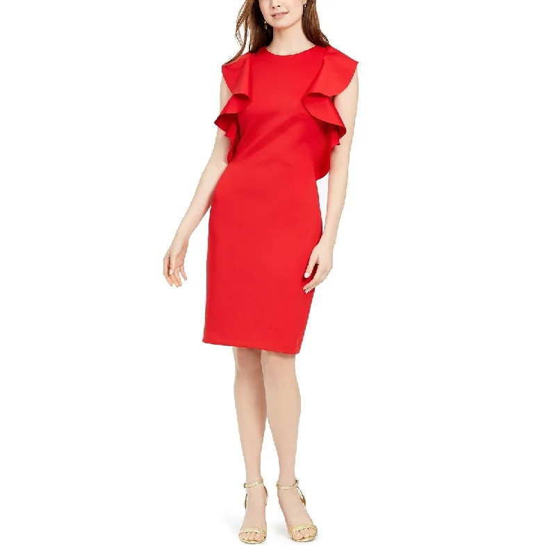 Stretch Design Vince Camuto Women's Ruffled Sheath Dress Medium Red Size 6