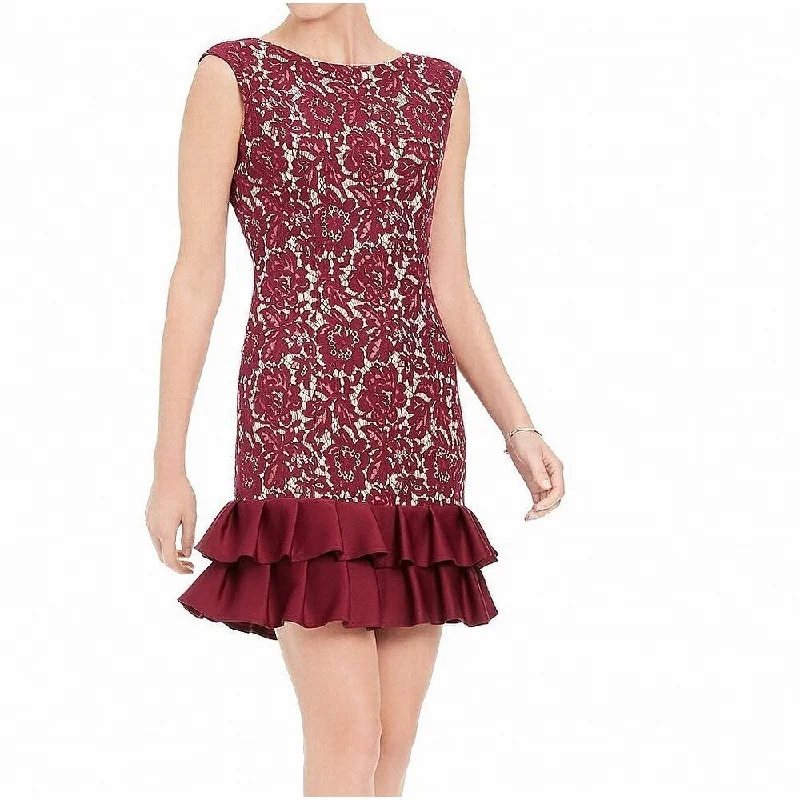 Design sense Donna Ricco Women's Sleeveless Lace Dress Wine Size 14