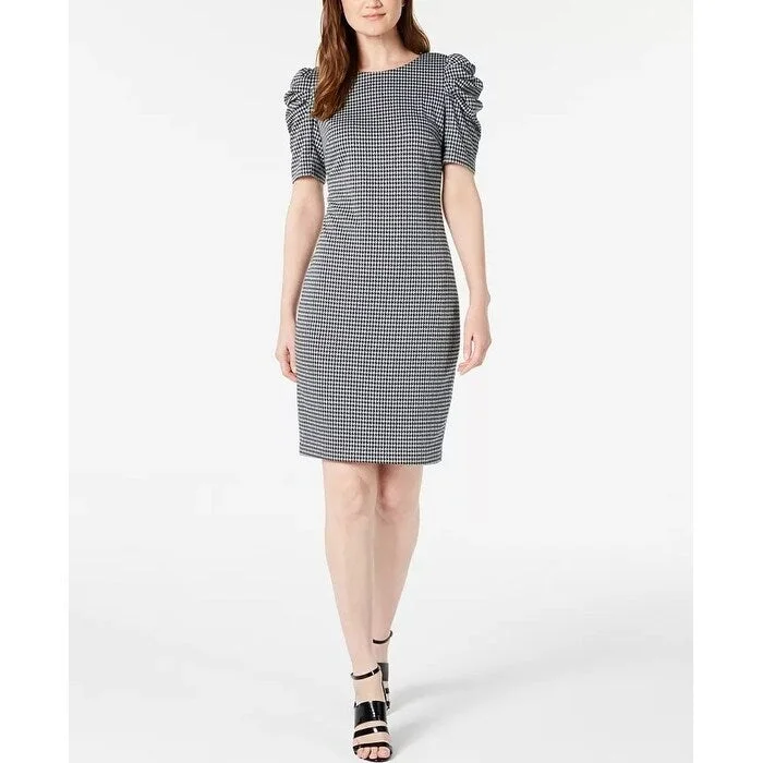 Urban Sense Calvin Klein Women's Puff Sleeve Sheath Dress Black Size 4 Petite - 4 Petite Urban Sense Calvin Klein Women's Puff Sleeve Sheath Dress Black Size 4 Petite - 4 Petite