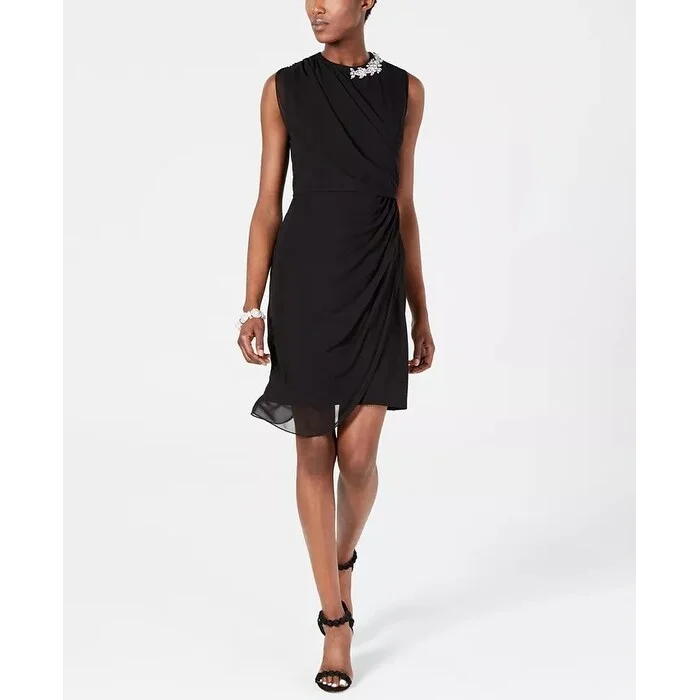 Elegant And Simple MSK Women's Draped Solid Dress Black Size 8