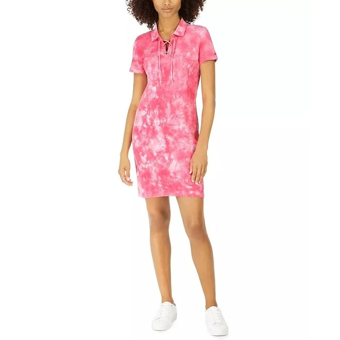 Advanced Customization Tommy Hilfiger Women's Cotton Tie-Dyed Polo Dress Pink Size ium - Medium Advanced Customization Tommy Hilfiger Women's Cotton Tie-Dyed Polo Dress Pink Size ium - Medium