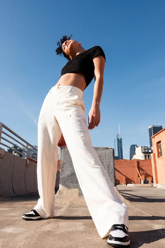 Relaxed Dresses COMFORT WAIST UTILITY PANT - ECRU
