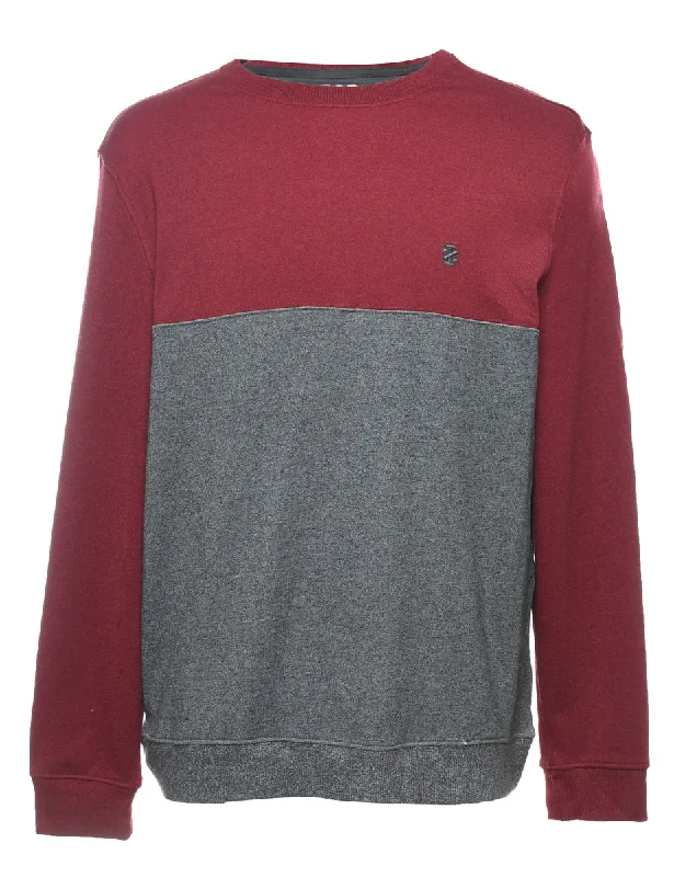 Sports Jumpsuit Izod Grey & Maroon Plain Sweatshirt - M