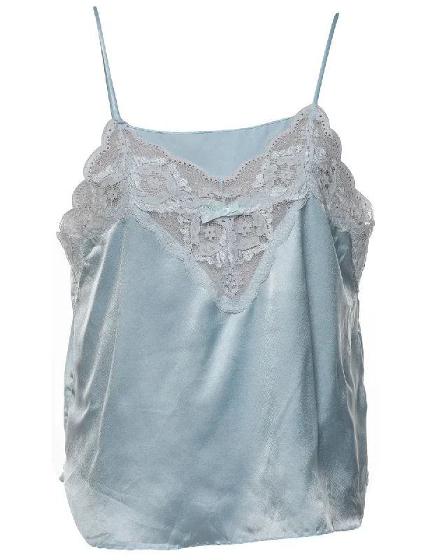 Sweet Girl Light Blue Lace Trim Camisole - M