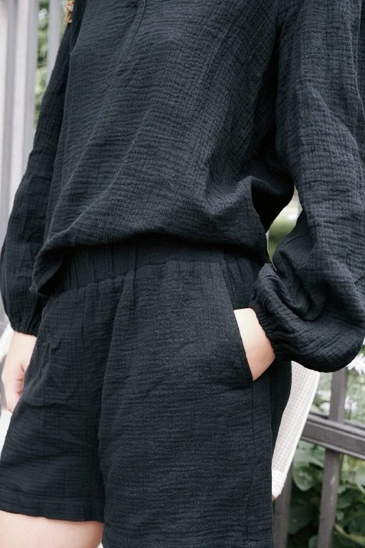 Classic style Neo Noir - Ally Waffle Shorts - Black