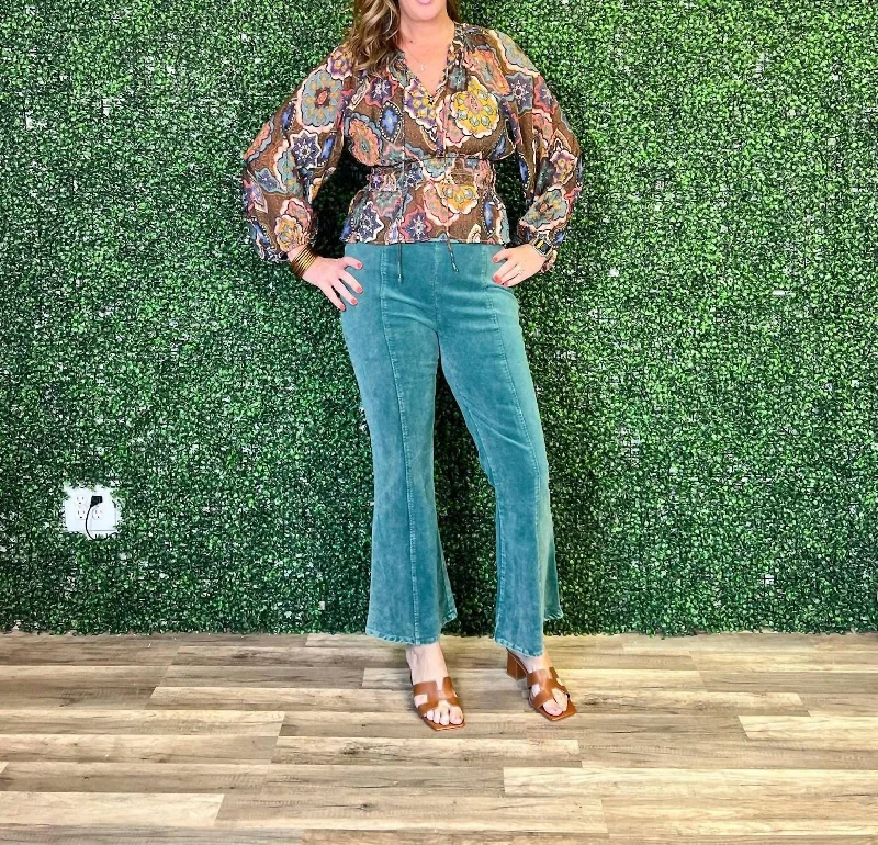 Daily Comfort Holly Flare Cords In Moss
