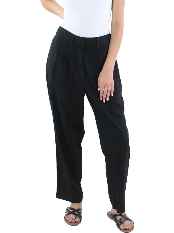 Personal Design Womens Linen High Rise Straight Leg Pants