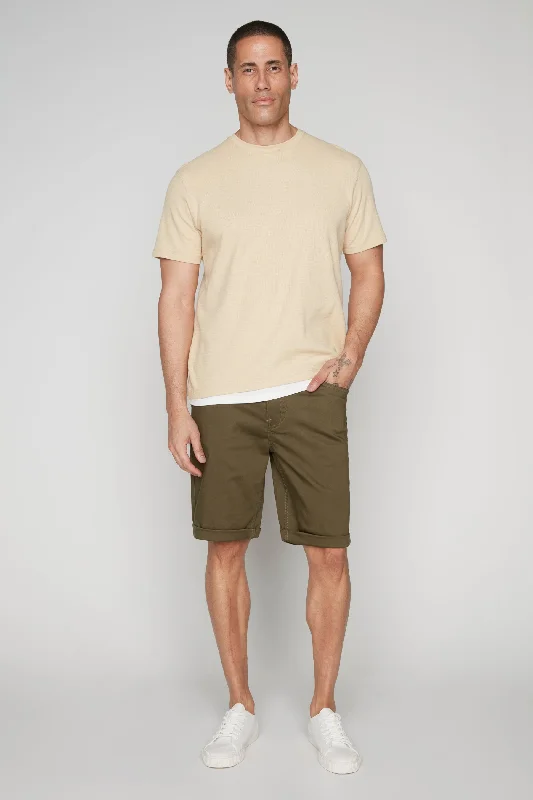 Sweet Style Men's Rolled-Up Denim Shorts - Olive