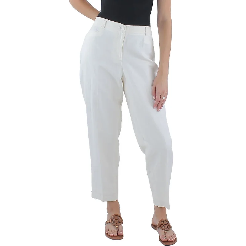 Quality Tailoring Anne Klein Womens Solid Linen Ankle Pants