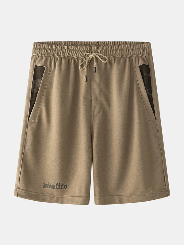 Fashionable sports Mens Sport Elastic Waist Pocket Solid Color Casual Shorts