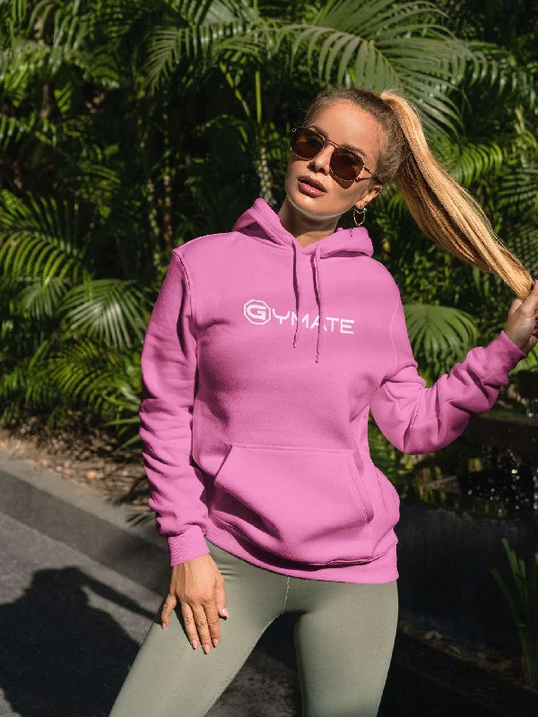 Embroidery Design Womens Pink Designer Hoodies Gymate ctr/large