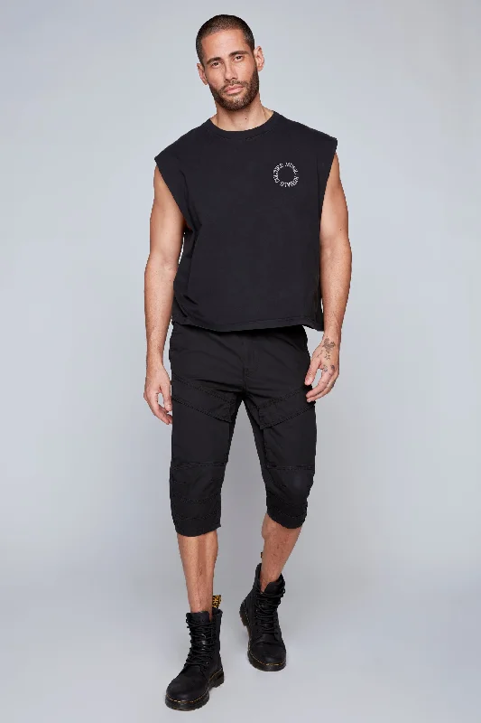 Casual And Comfortable Men's 5-Pocket Cargo Capri Shorts - Black