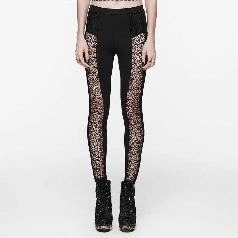 Design sense Women's Gothic Floral Cutout Leggings