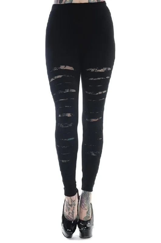 Cozy Outfit Slashed Black Leggings