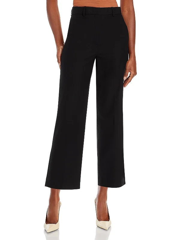 High-quality Design Womens Flare Legs Pleated Cropped Pants