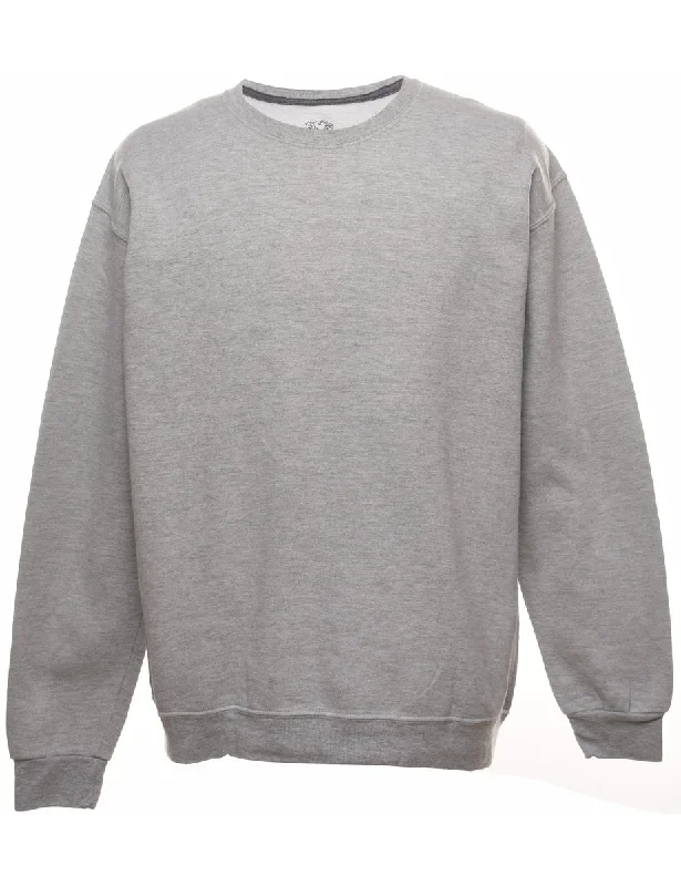 Hip-hop Style Marl Grey Plain Sweatshirt - L