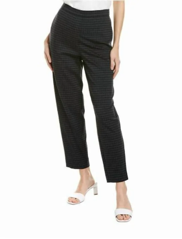 Sports And Leisure Tech Jersey Cropped Ecru Grid Print Pants In Blue