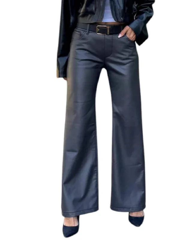 High-end Design Amanda Vegan Wide Leg Pants In Dark Gray