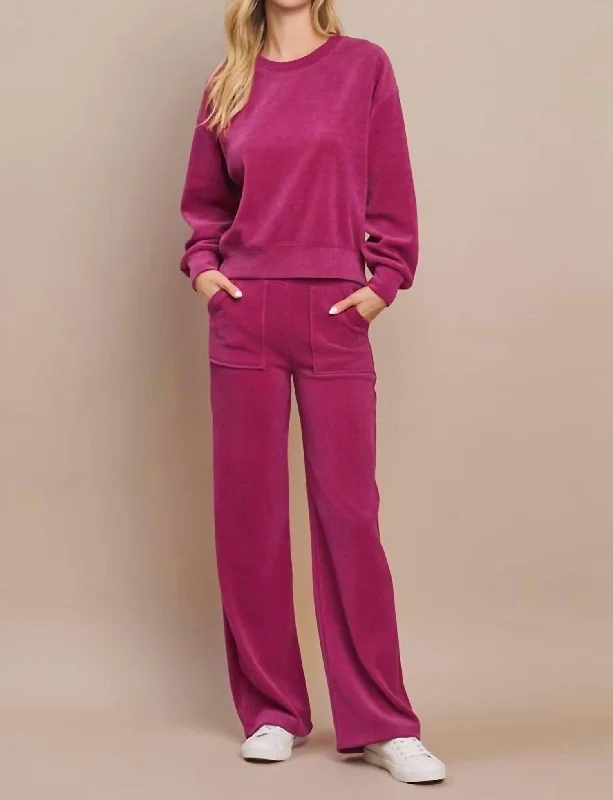 Timeless Comfort Corduroy Lounge Pants In Roseberry