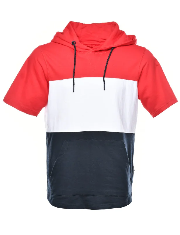 Refreshing Design Colour Block Printed Hoodie - S