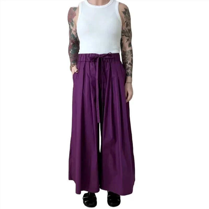 Simple Style Poplin Wide-Leg Pant In Violet Multi