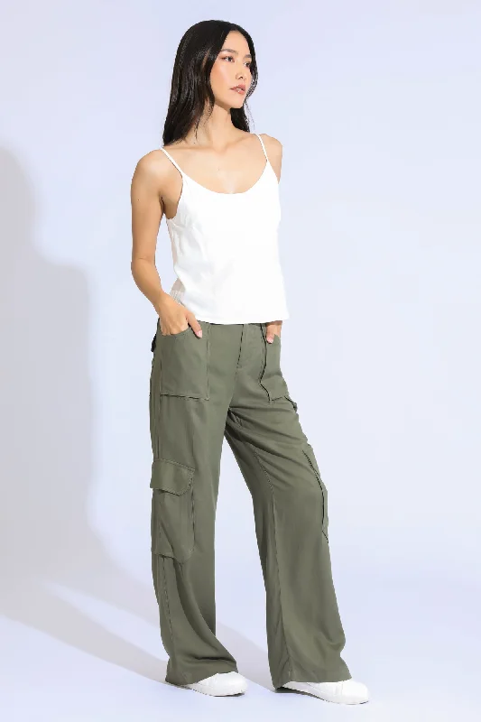 New Products CARPENTER WIDE LEG PANT - OLIVE