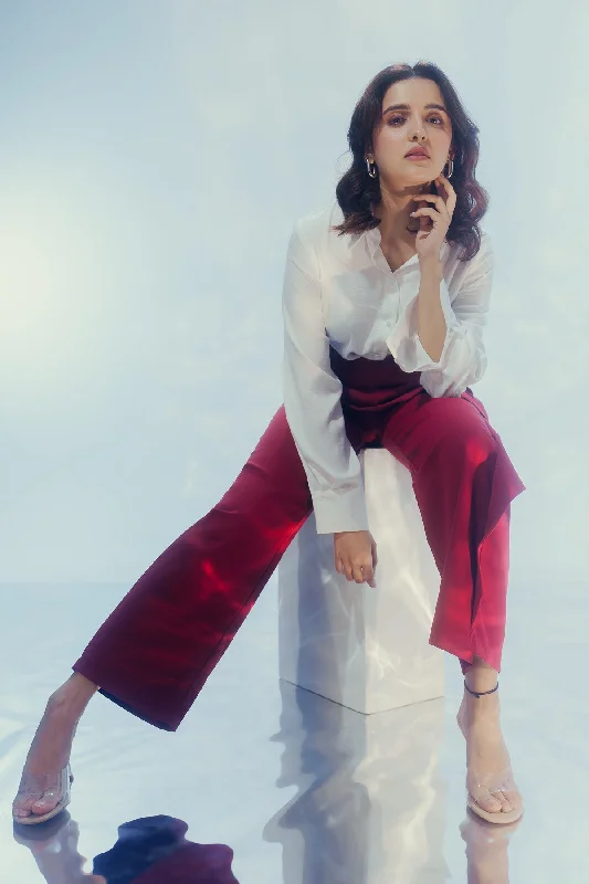 Fashionable In The Times Cherry Red Wrap Around Trousers