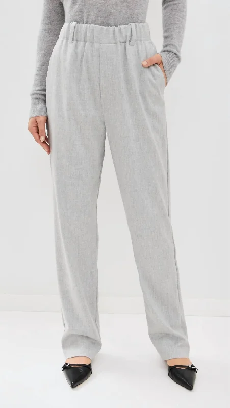 Free and comfortable Wool Suiting Pull On Trouser In Light Grey