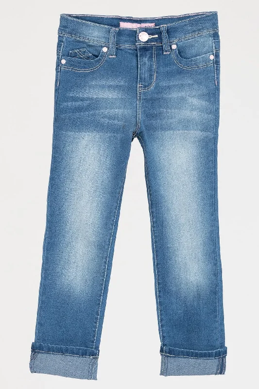 Classic Series Baby Girls WannaBettaFit Cuffed Denim Skinny Jeans