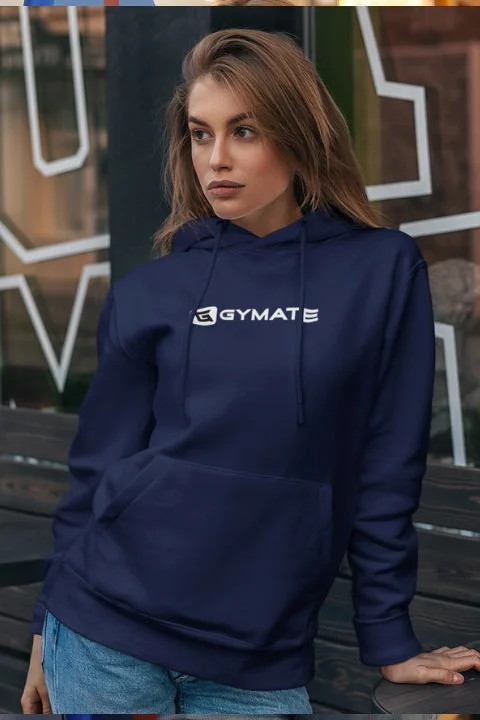 Luxury Classic Womens Sports Hoodie Athletic Essentials Navy [Large white logo]