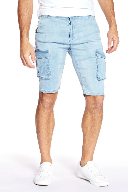 Fashion Must-have PRESLEY - Zip Front Cargo Shorts - Light Blue Bleach