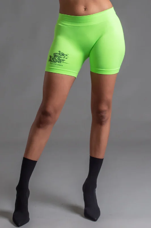 Comfortable Mind FTB BIKER SHORTS - NEON GREEN N BLK
