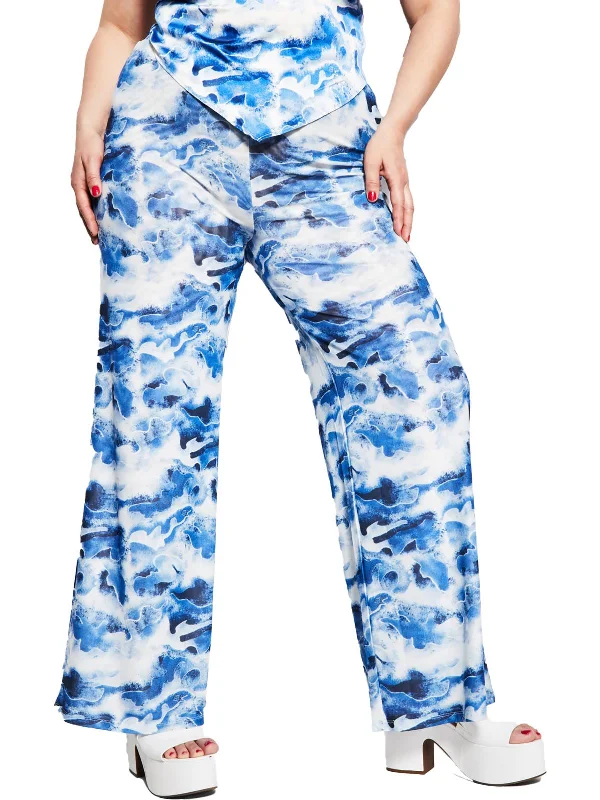 Youthful Style Womens High Rise Wide Leg Flared Pants