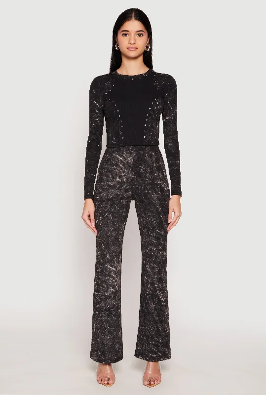 Cozy Layers Mineral Wash High Waist Flare Pants