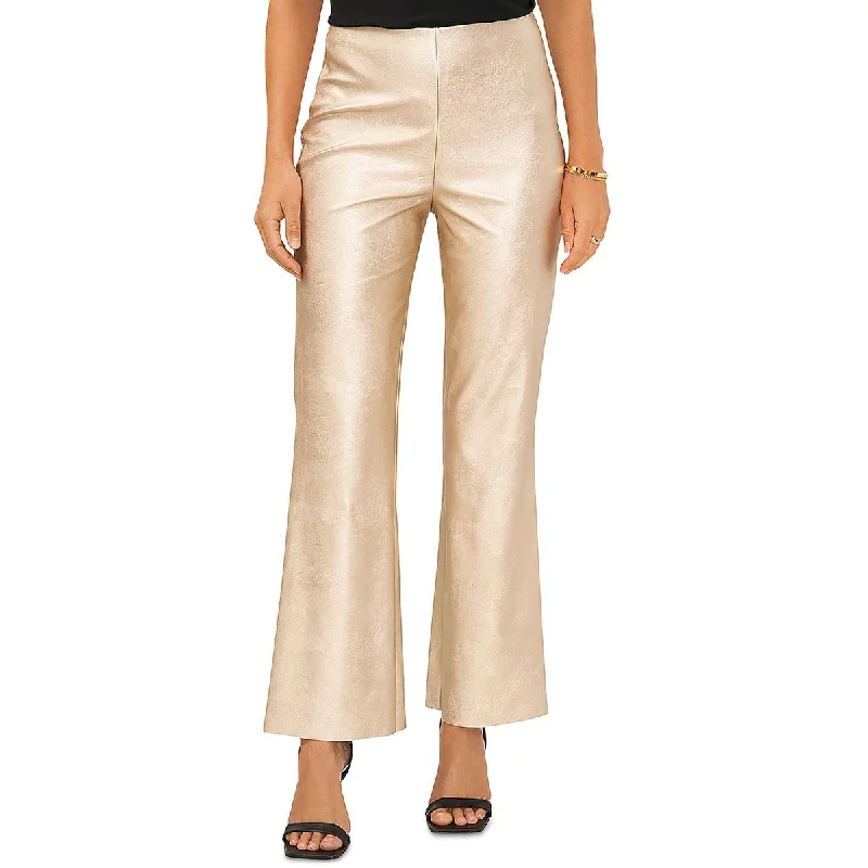 Exquisite Design Vince Camuto Womens Solid Faux Leather Flared Pants