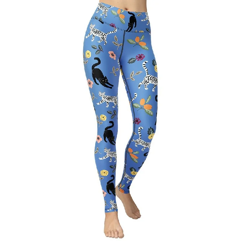 Fashion Expert Feline & Flower Pattern Yoga Leggings