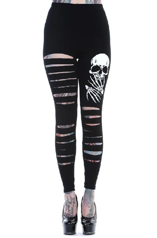 Trendy Wear Slashed Skull Leggings
