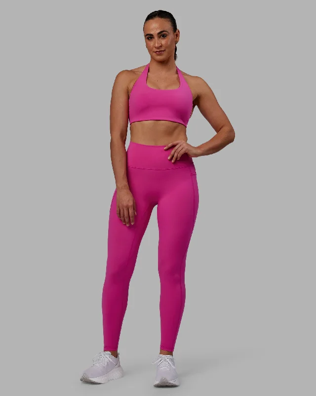 Trendy Comfort Fusion Full Length Leggings with Pockets - Fuchsia Pink