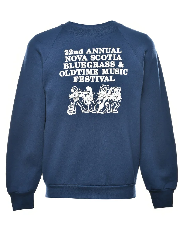 Unique Fashion Navy Printed Sweatshirt - M