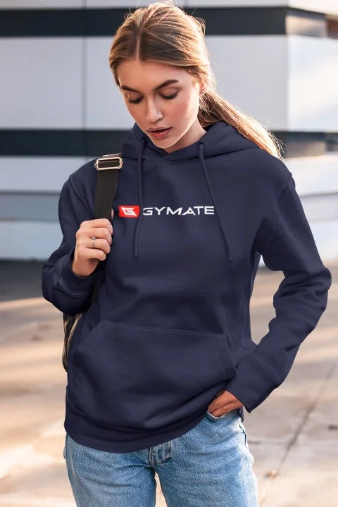 Personal Design Womens Athletic Essentials Sports Hoodie Navy [Large red & white logo]