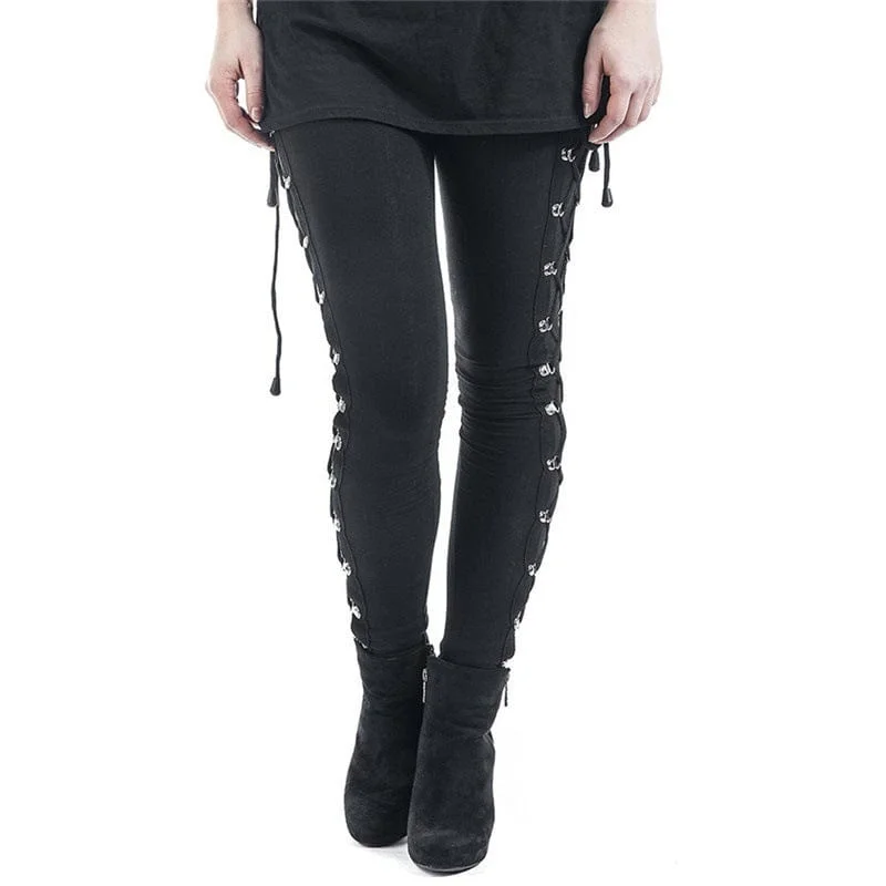 Sports Jumpsuit Women's Punk Lace-up Leggings