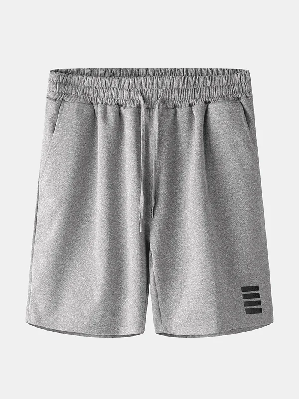 Knowledge And Elegance Men Casual Beach Elastic Waist Solid Color Print Shorts