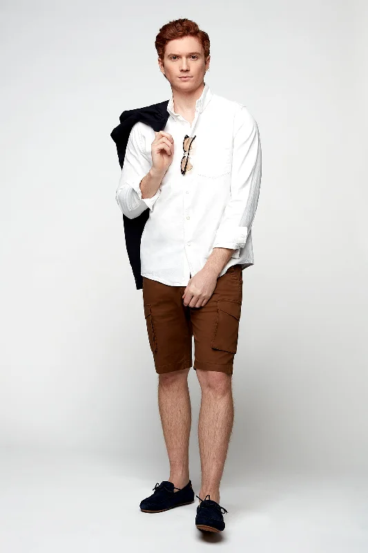 Sports And Leisure PRESLEY - Zip Front Cargo Poplin Shorts - Tobacco