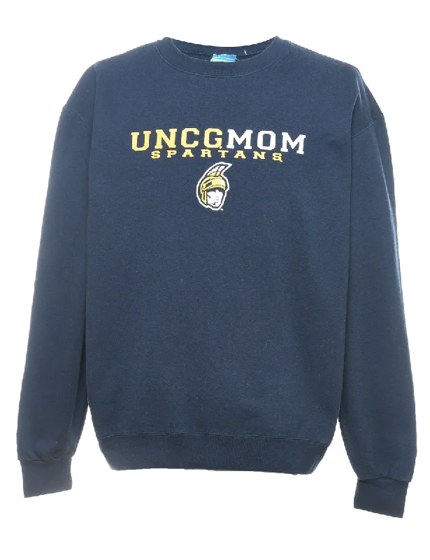 Street Letter Style Champion Navy & Yellow Spartans Design Printed Sweatshirt - L