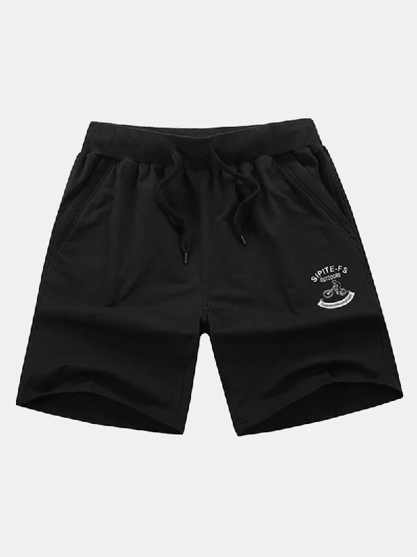 Feminine Charm XS-5XL Mens Cotton Sports Shorts Elastic Waistband Zippered Pockets Short-Pants with Drawstring