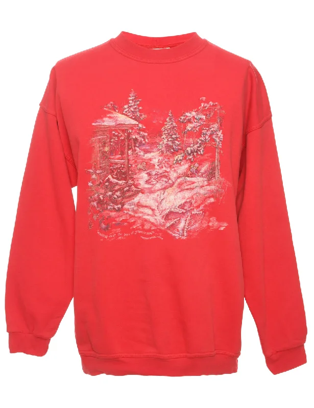 Chic Outfits Red Printed Sweatshirt - M