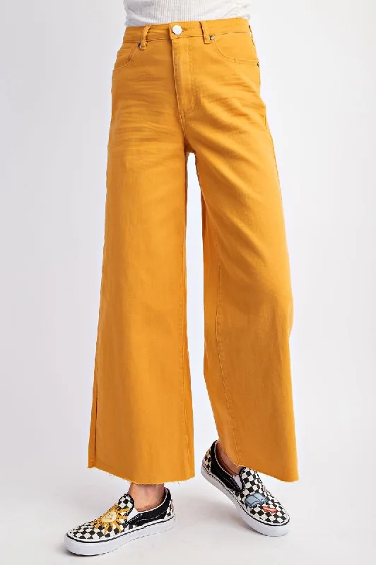 Relaxed Chic Mustard Soft Stretch Twill High Waisted Pants